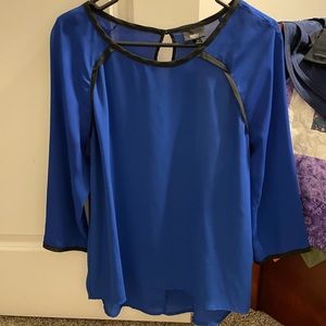 Black accent blue blouse. Dressy